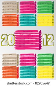 2012 A3 paint calendar for 12 months.February.