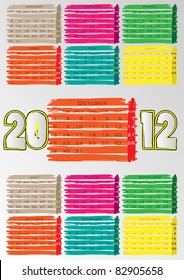 2012 A3 paint calendar for 12 months.October.