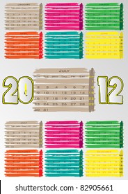 2012 A3 paint calendar for 12 months.July.