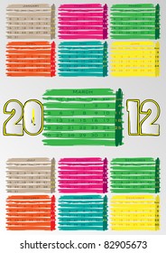 2012 A3 paint calendar for 12 months.March.
