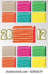 2012 A3 paint calendar for 12 months.April.