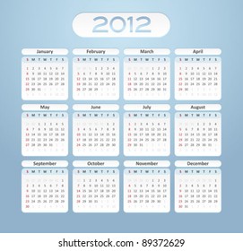 Calendario de negocios de 2012