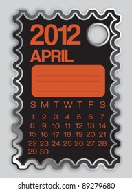 2012 Calendar April sticker label vector