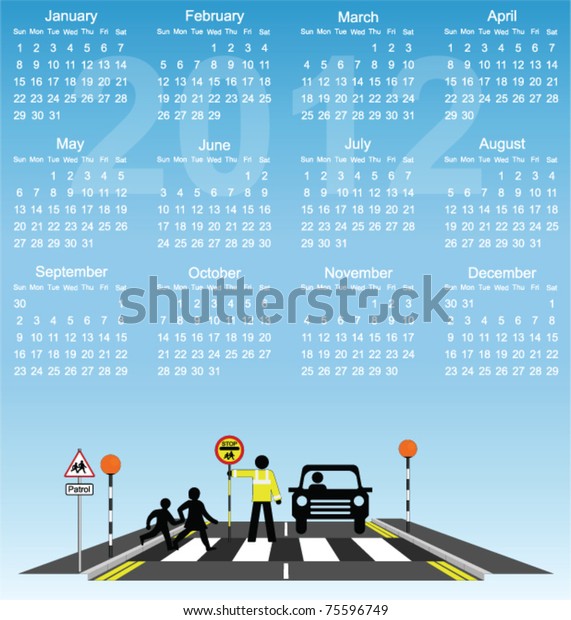 2012 calendar\
children school cross road\
safety