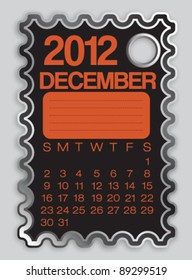 2012 Calendar December Sticker Label Vector