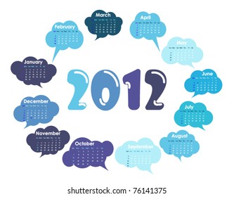 2012 calendar designed with clouds