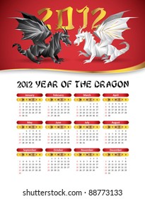 Calendário 2012 com dragões