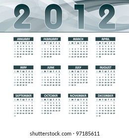 2012 Calendar in eps10 format.