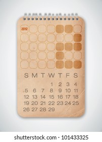 2012 Calendar February Old Texture Paper Vector