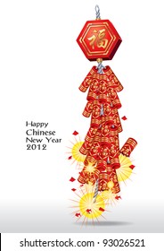 2012 calendar and firecrackers (vector).  jpg version also available