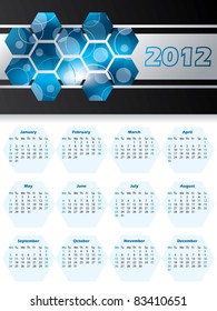 2012 calendar with hexagons and stripes