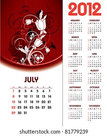 2012 Calendar. July.
