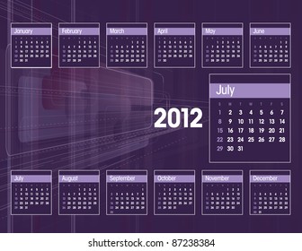 2012 Calendar. July.