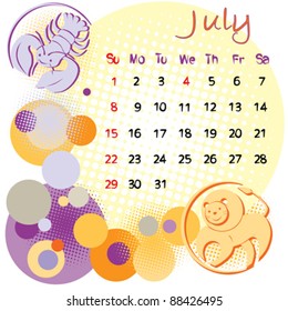 2012 calendar july with zodiac signs and united states holidays