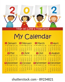 2012 Calendar for kids