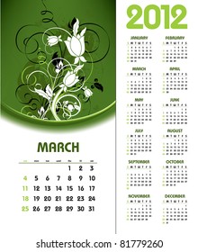 2012 Calendar. March.
