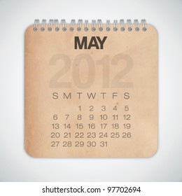2012 Calendar May Old Texture Paper Vector