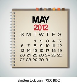 2012 Calendar May On Old Notebook Vector