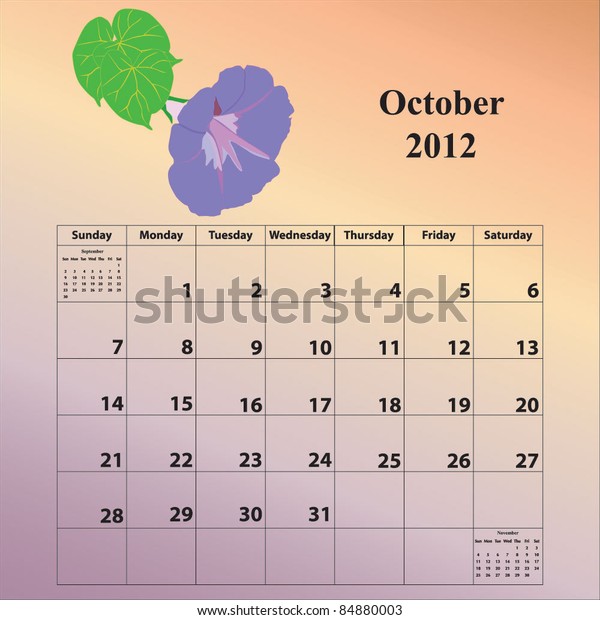 12 Calendar Month October Stock Vector Royalty Free