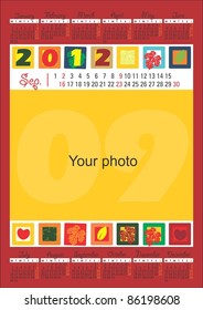 2012 Calendar for the month of September