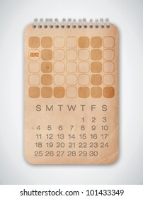 2012 Calendar November Old Texture Paper Vector
