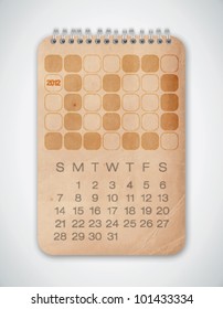 2012 Calendar October Old Texture Paper Vector