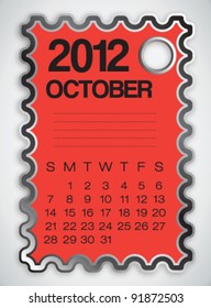 2012 Calendar October Vector