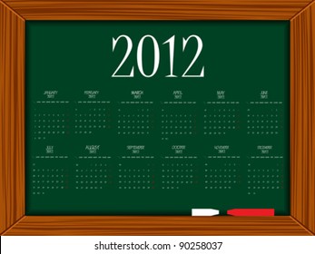 2012 calendar on school board, abstract vector art illustration