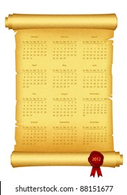 2012 Calendar on scroll