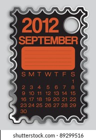 2012 Calendar September Sticker Label Vector