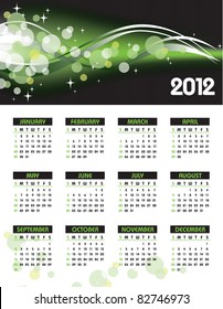2012 Calendar. Vector. Eps10.