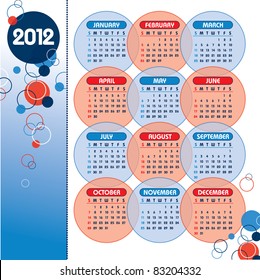 2012 Calendar. Vector Eps10.