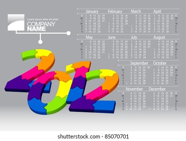 2012 Calendar. Vector Illustration