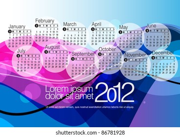 2012 Calendar. Vector illustration
