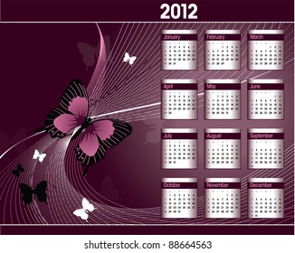 2012 Calendar. Vector Illustration.