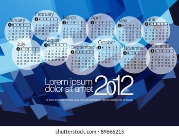 2012 Calendar. Vector illustration
