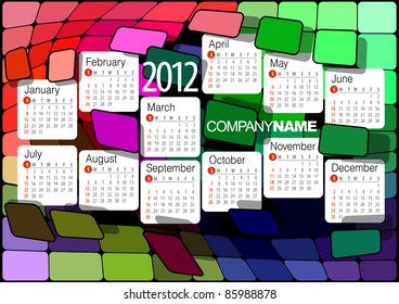 2012 Calendar. Vector illustration with abstract design
