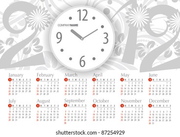 2012 Calendar. Vector illustration with floral elements