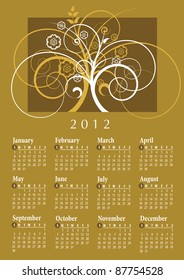 2012 Calendar. Vector illustration with floral elements