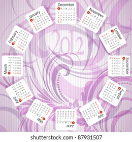 2012 Calendar. Vector illustration with floral elements