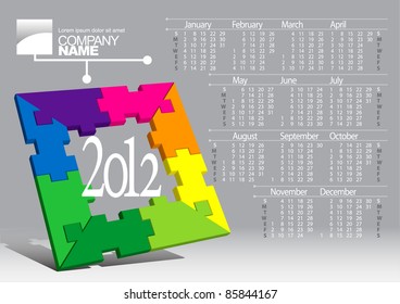 2012 Calendar. Vector Illustration with Puzzle vector element