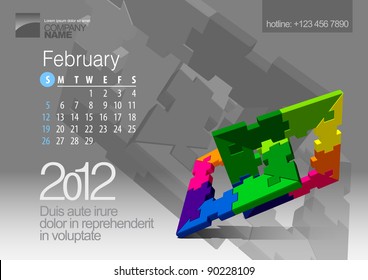 2012 Calendar. Vector Illustration with Puzzle vector element