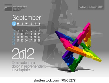 2012 Calendar. Vector Illustration with Puzzle vector element. In the gallery also available other months of the calendar