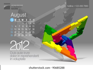 2012 Calendar. Vector Illustration with Puzzle vector element. In the gallery also available other months of the calendar