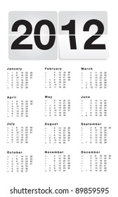 2012 calendar in vector, week starting on sunday