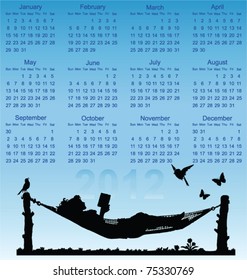 2012 calendar with woman reading in a hammock