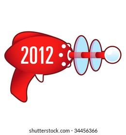 2012 Calendar year icon on laser raygun vector illustration in retro 1950's style