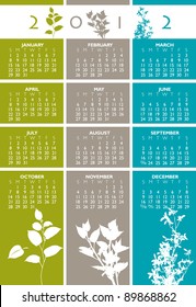 2012 floral calendar. With Space reserved for your text.
