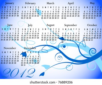 2012 Floral Calendar in Winter Colors