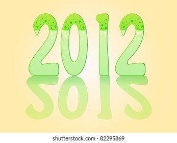 2012 with glass effect and bubbles with reflection